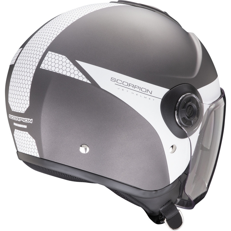 Otwarty kask motocyklowy Scorpion EXO-CITY II Short srebrno-biały mat