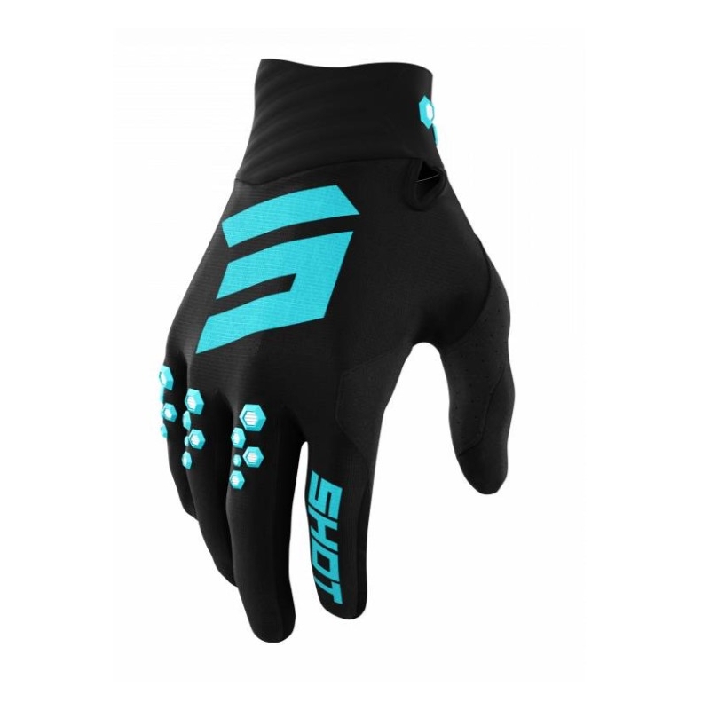 Rękawiczki motocrossowe Shot Contact czarno-turkusowe wyprzedaż - II. jakość