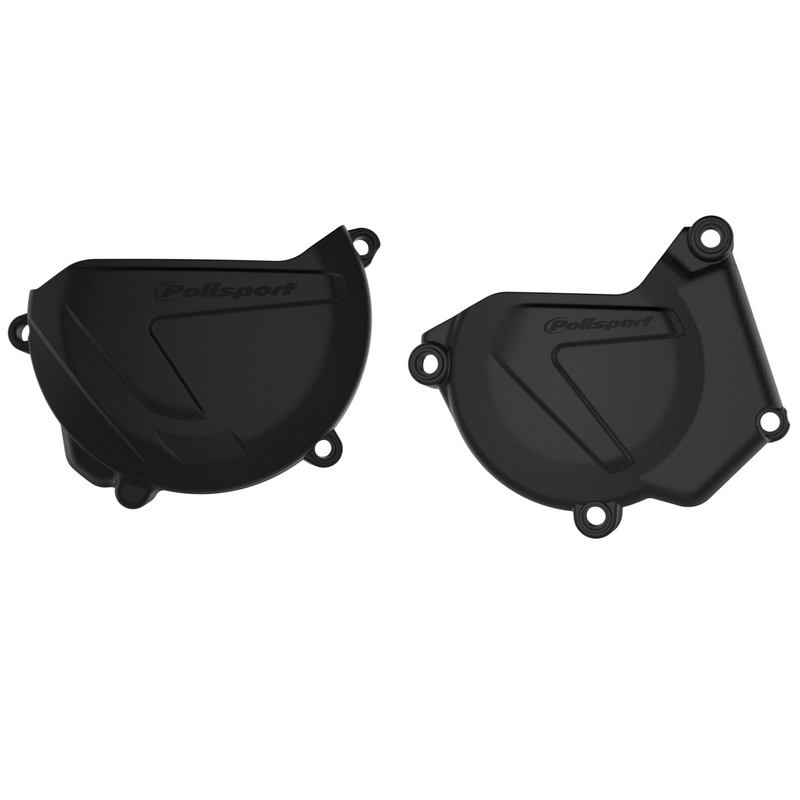 Clutch and ignition cover protector kit POLISPORT Black for YAMAHA YZ 250 2005-2026