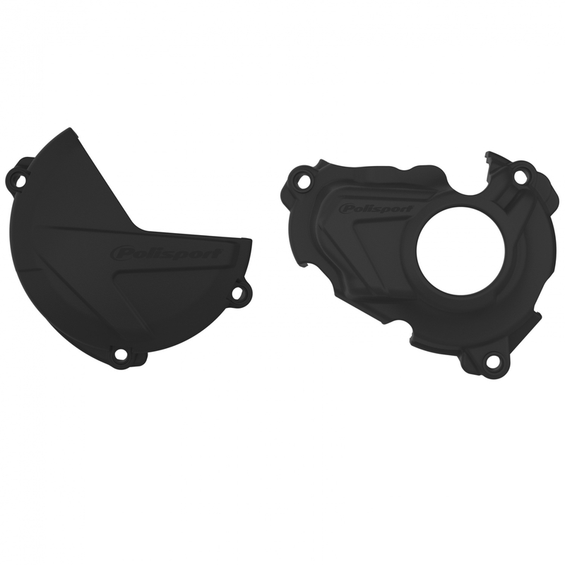 Clutch and ignition cover protector kit POLISPORT Black for YAMAHA WR 250 F 2020-2023, YAMAHA YZ 250 F 2019-2026