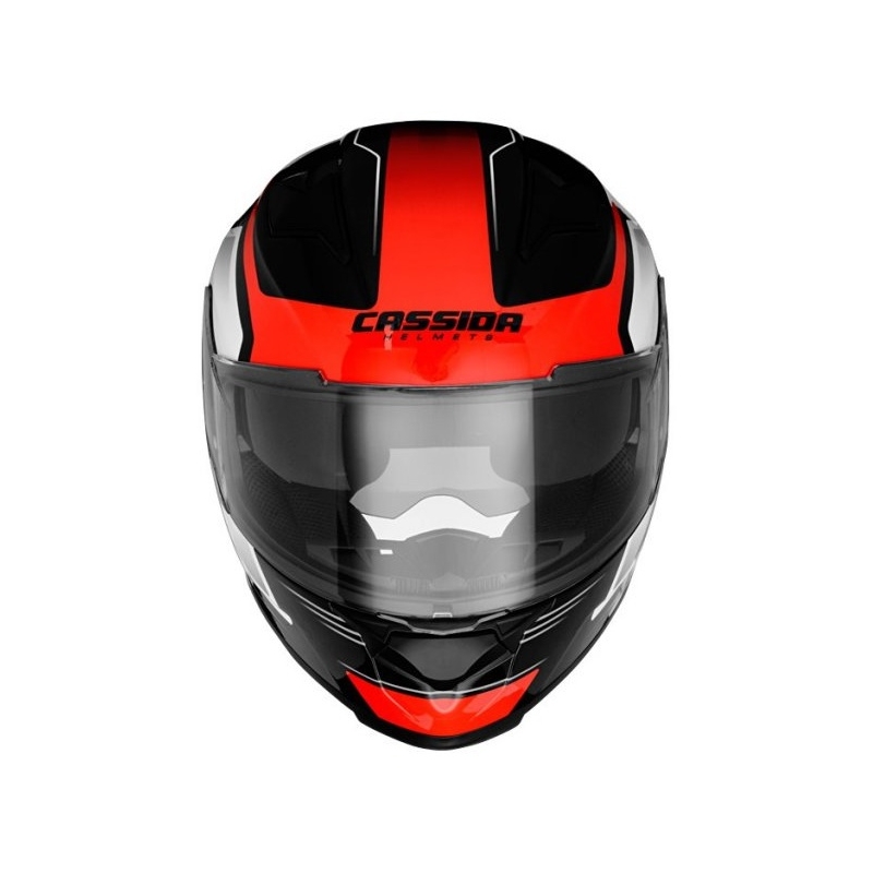 Integralny kask motocyklowy Cassida Apex Fusion czarno-biało-fluo czerwony - II. jakość