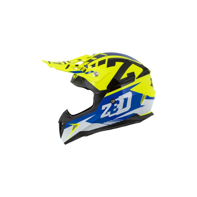 Dziecięcy kask motocrossowy ZED X1.9D niebiesko-fluo żółto-czarno-biały