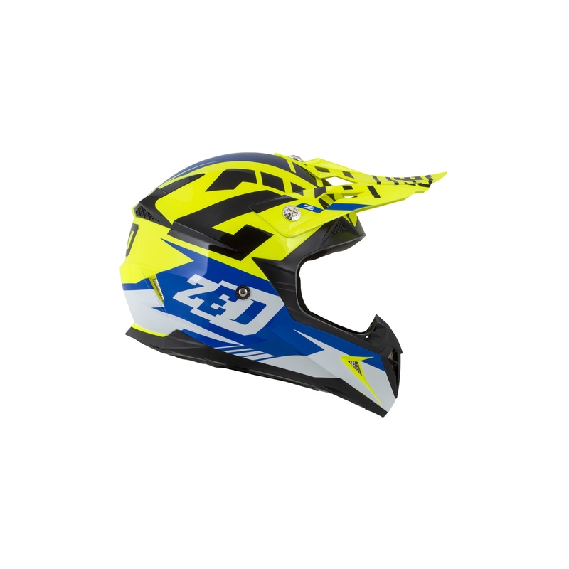 Dziecięcy kask motocrossowy ZED X1.9D niebiesko-fluo żółto-czarno-biały