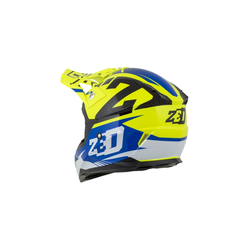 Dziecięcy kask motocrossowy ZED X1.9D niebiesko-fluo żółto-czarno-biały