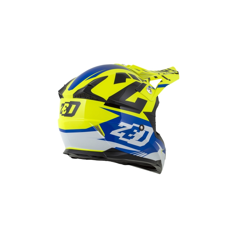 Dziecięcy kask motocrossowy ZED X1.9D niebiesko-fluo żółto-czarno-biały
