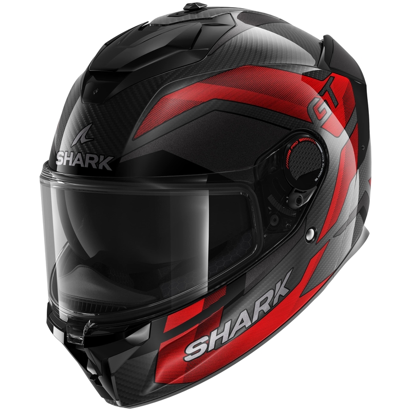 Integralny kask motocyklowy SHARK SPARTAN GT PRO Carbon Ritmo czarno-czerwony
