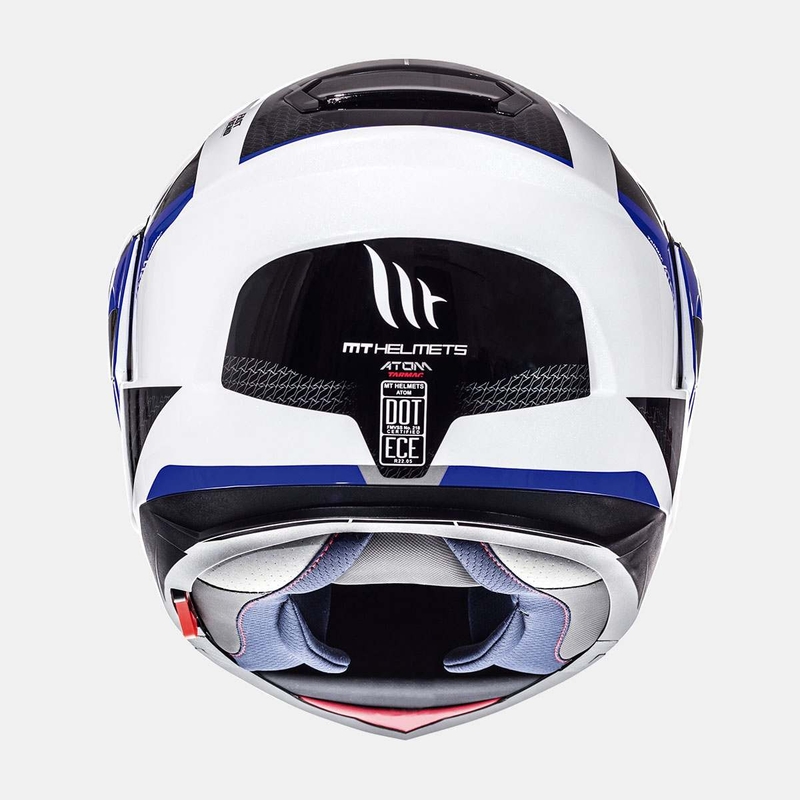 Szczękowy kask motocyklowy MT Atom Tarmac biało-czarno-niebieski - II. jakość