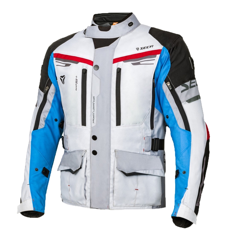 Kurtka motocyklowa SECA Arrakis II szaro-niebiesko-czerwona