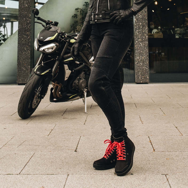 Damskie jeansy motocyklowe Ozone Agness II czarne