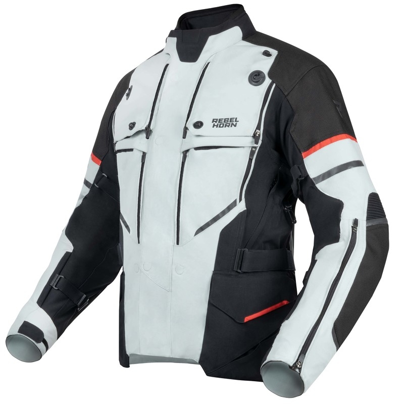 Szaro-czarno-czerwona kurtka motocyklowa Rebelhorn Range