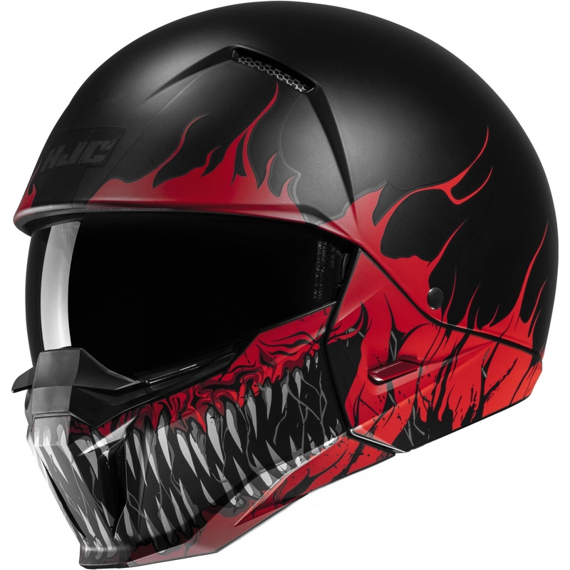 Kask otwarty z maską HJC i20 Scraw MC1SF biało-czerwono-czarny wyprzedaż