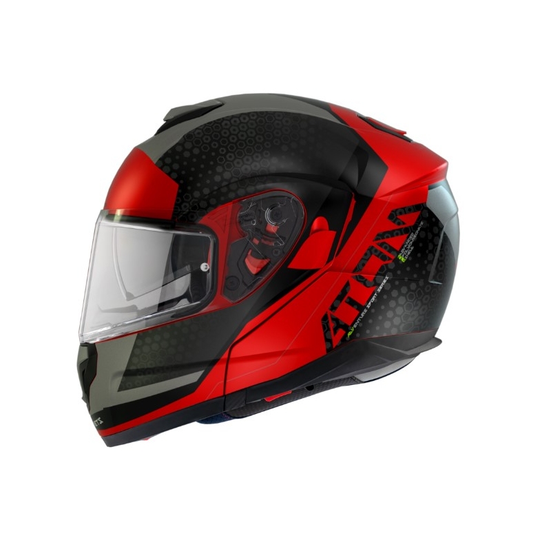Kask motocyklowy składany MT Atom SV Adventure A5 czarno-szaro-czerwony