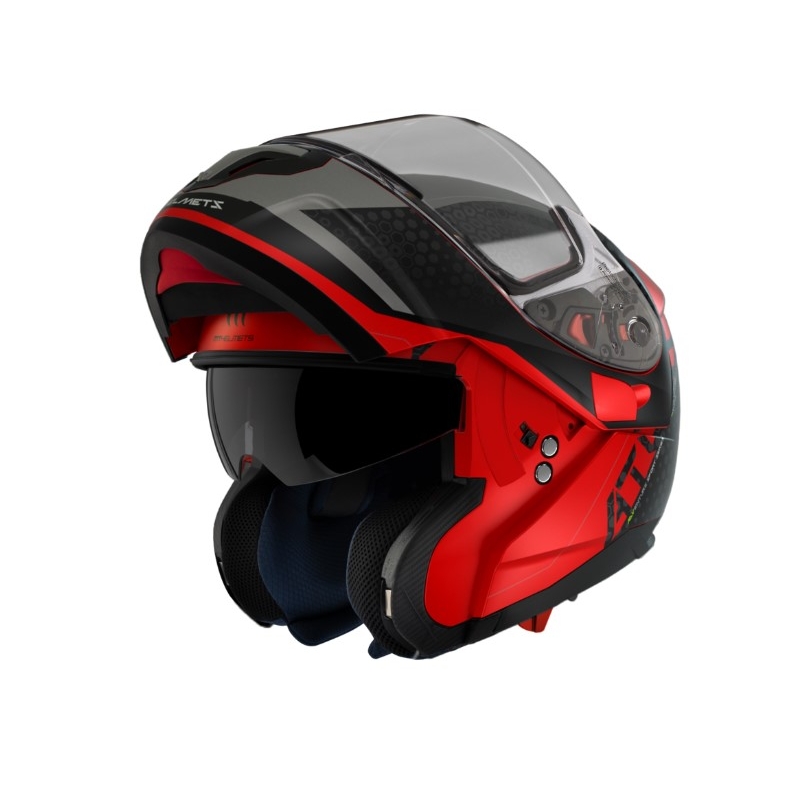 Kask motocyklowy składany MT Atom SV Adventure A5 czarno-szaro-czerwony
