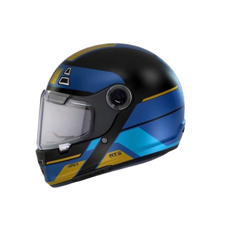 Kask motocyklowy integralny MT Jarama 68TH C7 czarno-złoto-niebieski wyprzedaż