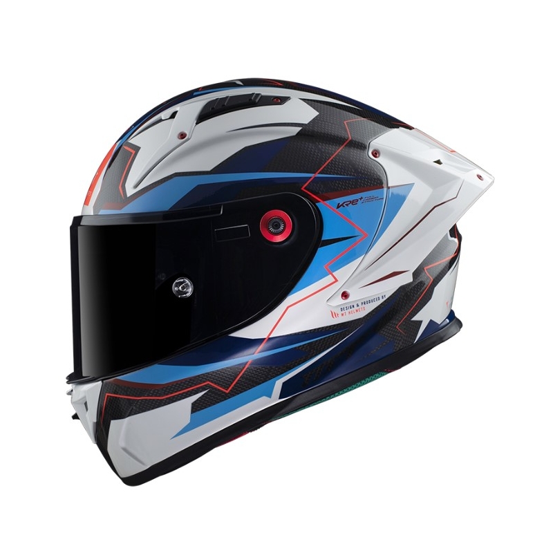 Zintegrowany kask motocyklowy MT KRE+ Carbon Kraker B7 czarno-biało-niebieski