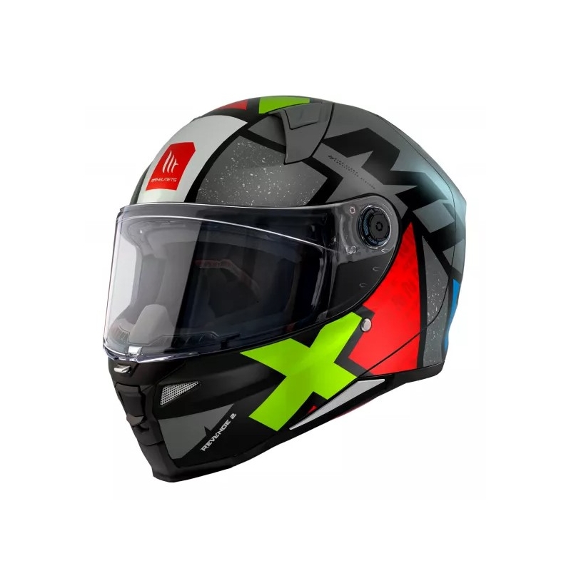 Integrální přilba na motorku MT FF110 Revenge 2 Light šedo-červeno-zelená