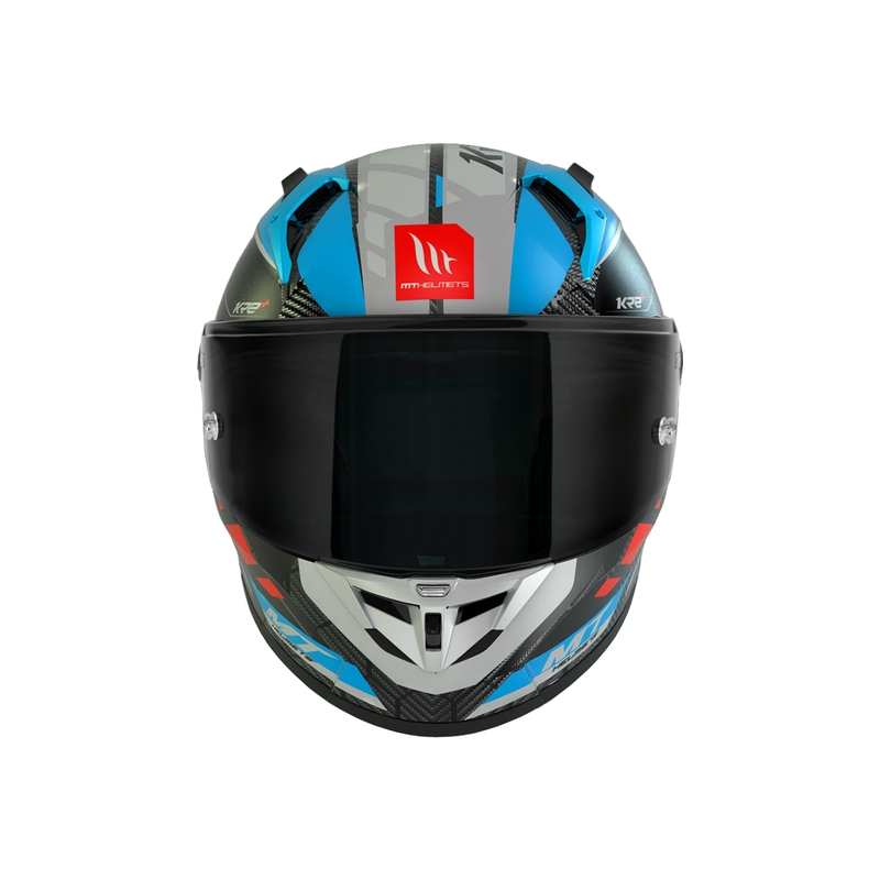 Integralny kask motocyklowy MT KRE+ Carbon Longlap czarno-szaro-czerwono-niebieski