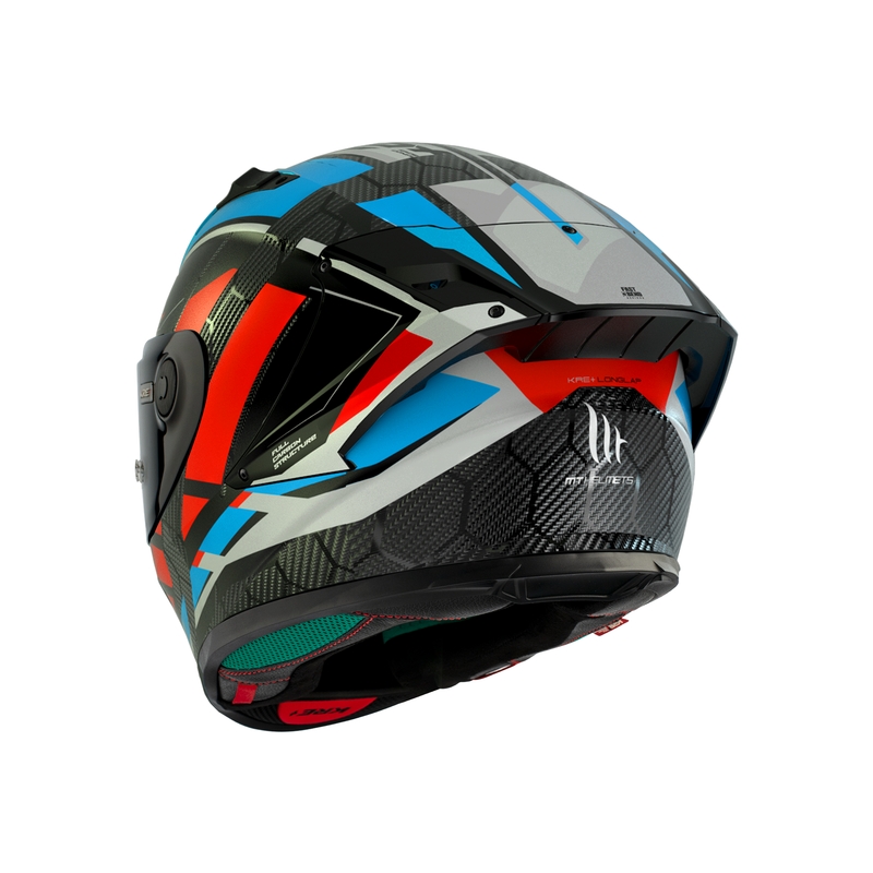 Integralny kask motocyklowy MT KRE+ Carbon Longlap czarno-szaro-czerwono-niebieski