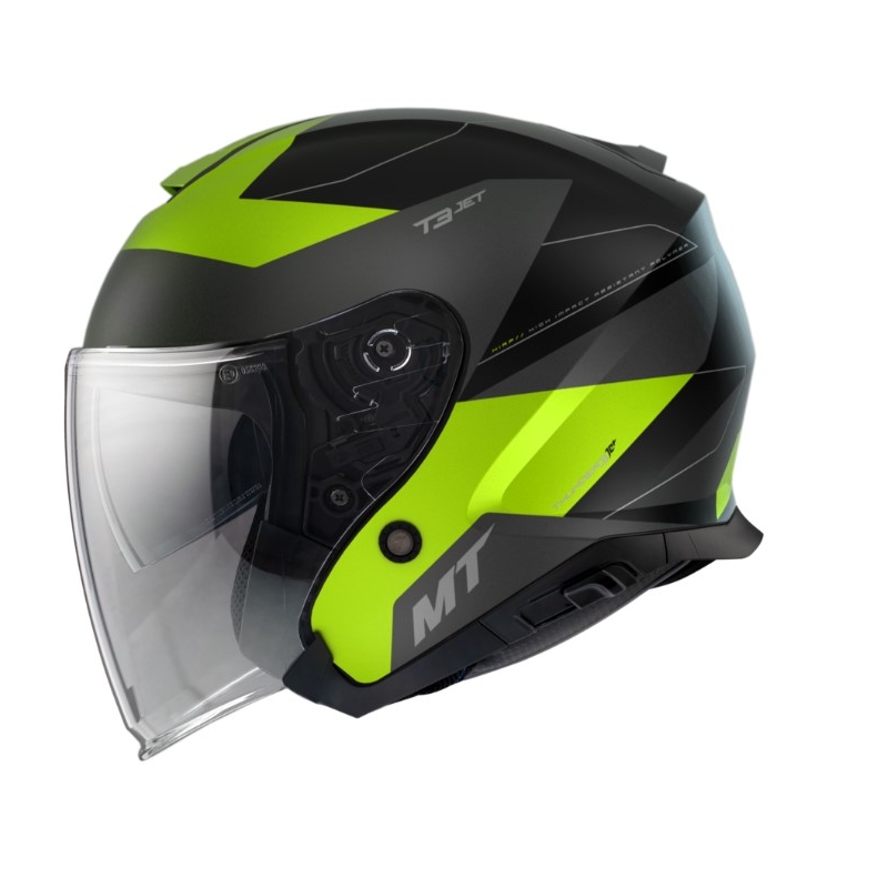 Otwarty kask motocyklowy MT Thunder 3 SV Jet Cooper czarno-szary-fluo żółty wyprzedaż