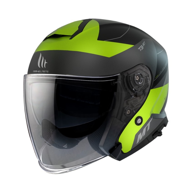 Otwarty kask motocyklowy MT Thunder 3 SV Jet Cooper czarno-szary-fluo żółty wyprzedaż