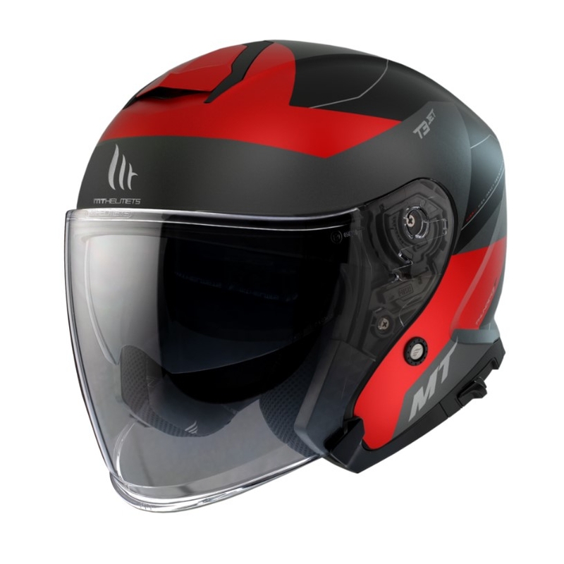 Otwarty kask motocyklowy MT Thunder 3 SV Jet Cooper czarno-szaro-czerwony wyprzedaż