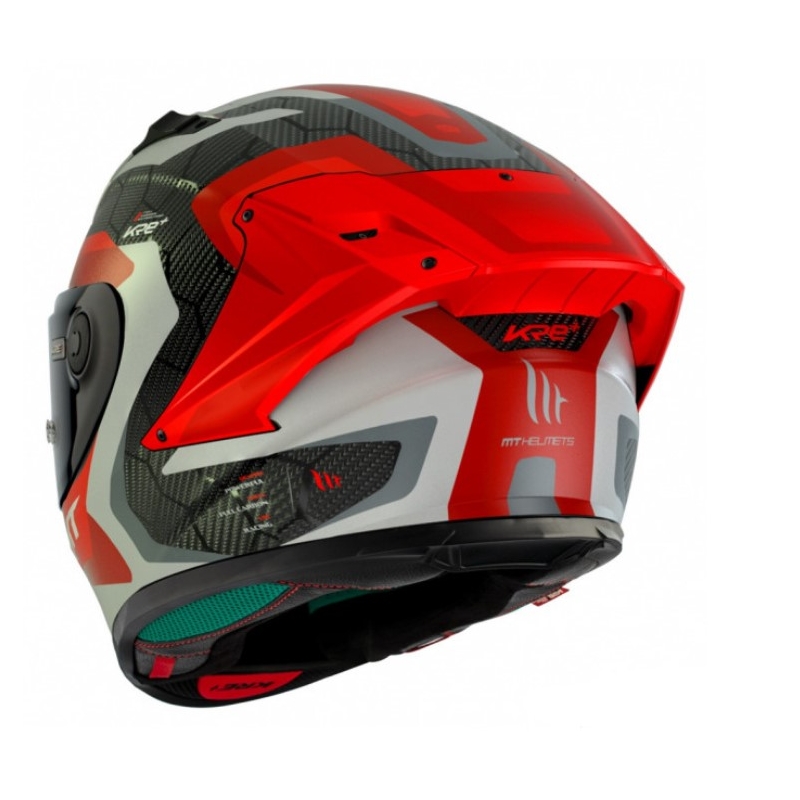Kask motocyklowy integralny MT KRE+ Carbon Powerful szaro-czerwony