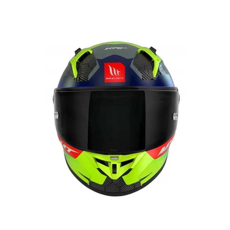 Zintegrowany kask motocyklowy MT KRE+ Carbon Powerful fluo żółto-niebieski