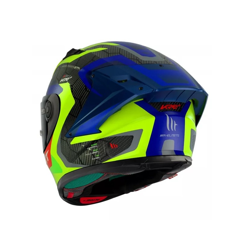 Zintegrowany kask motocyklowy MT KRE+ Carbon Powerful fluo żółto-niebieski