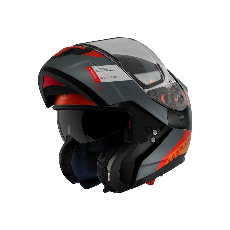Kask motocyklowy MT Atom SV Gorex B4 black-grey-red-orange z klapką wyprzedaż