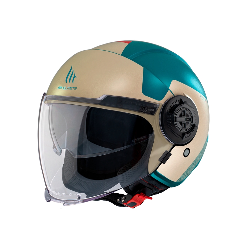 Kask motocyklowy otwarty MT Viale SV S Beta E7 beżowo-turkusowy
