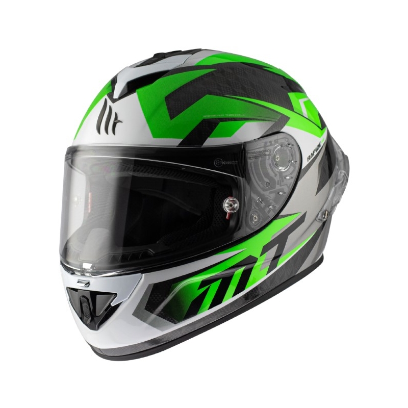 Sprzedam kask motocyklowy integralny MT Rapide Pro Fugaz A6 czarno-szaro-biało-zielony wyprzedaż