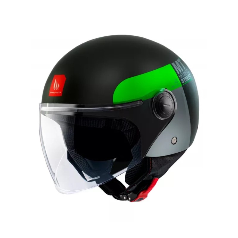 MT Street Inboard D6 Otwarty kask motocyklowy czarno-zielony