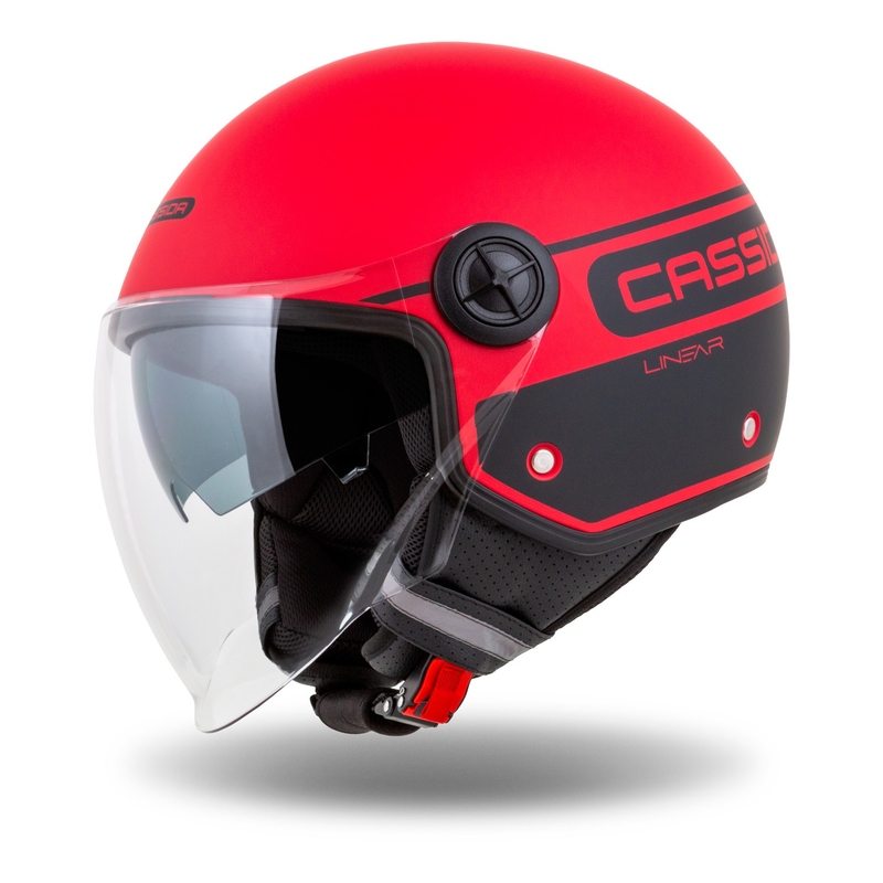 Kask motocyklowy otwarty Cassida Handy Plus Linear Red-Black