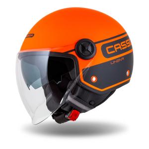 Kask motocyklowy otwarty Cassida Handy Plus Linear pomarańczowo-czarny