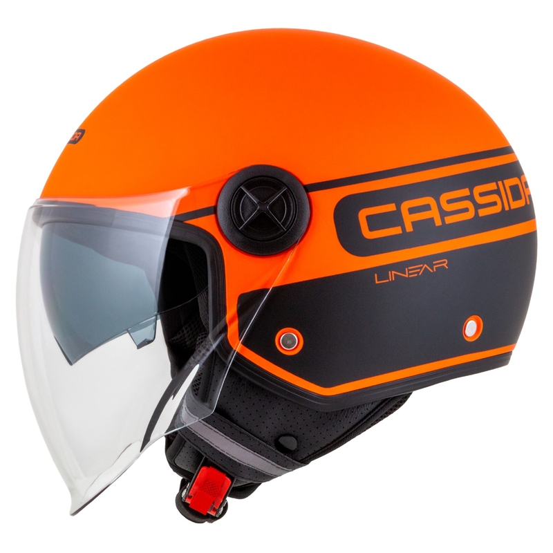 Kask motocyklowy otwarty Cassida Handy Plus Linear pomarańczowo-czarny