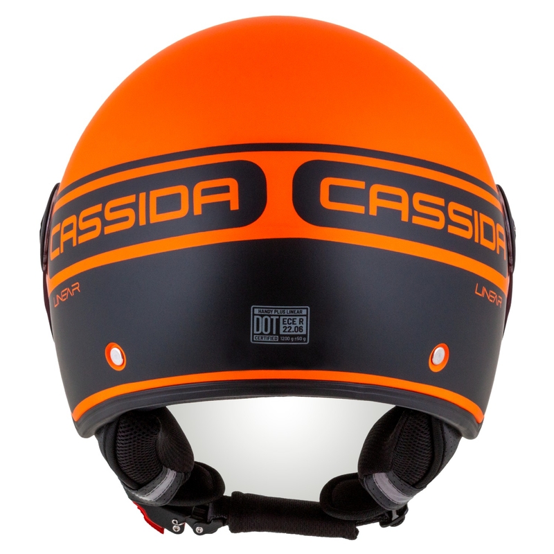 Kask motocyklowy otwarty Cassida Handy Plus Linear pomarańczowo-czarny