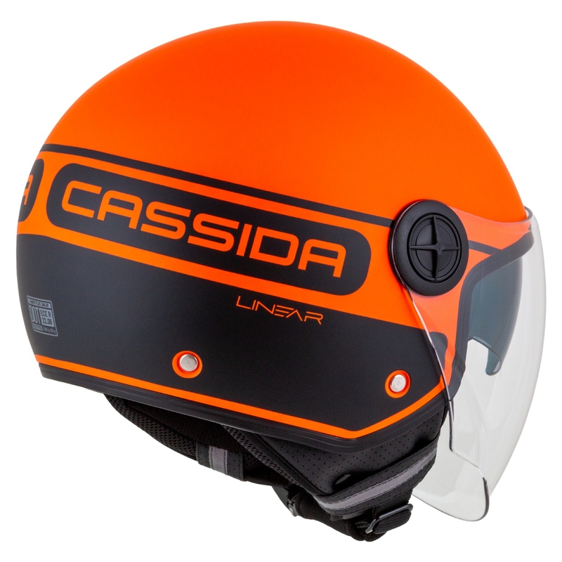 Kask motocyklowy otwarty Cassida Handy Plus Linear pomarańczowo-czarny