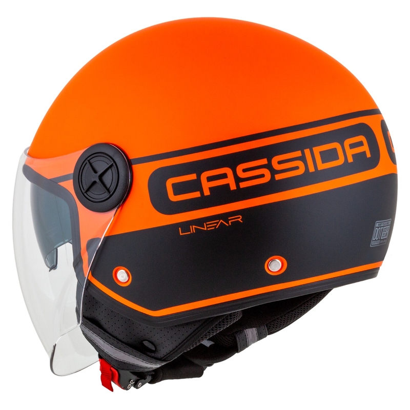 Kask motocyklowy otwarty Cassida Handy Plus Linear pomarańczowo-czarny