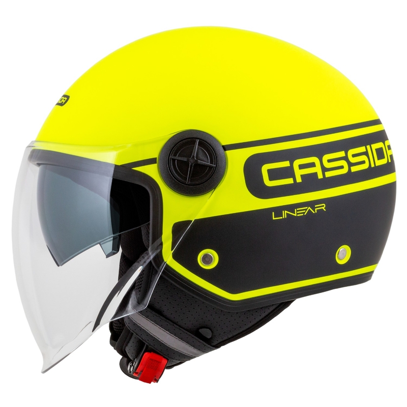 Kask motocyklowy otwarty Cassida Handy Plus Linear fluo yellow-black.