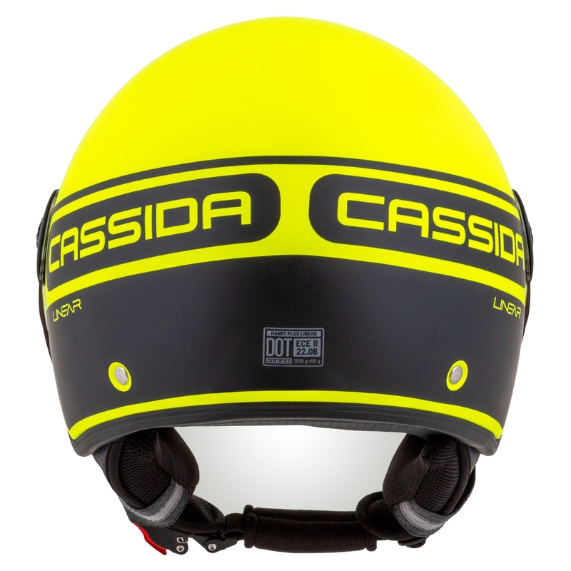 Kask motocyklowy otwarty Cassida Handy Plus Linear fluo yellow-black.