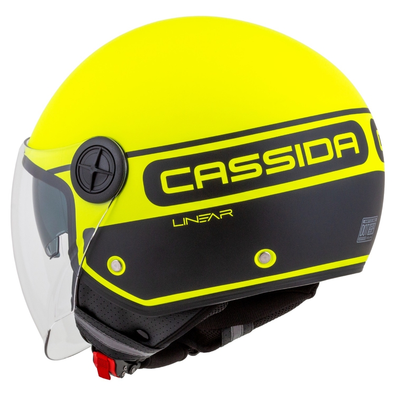 Kask motocyklowy otwarty Cassida Handy Plus Linear fluo yellow-black.
