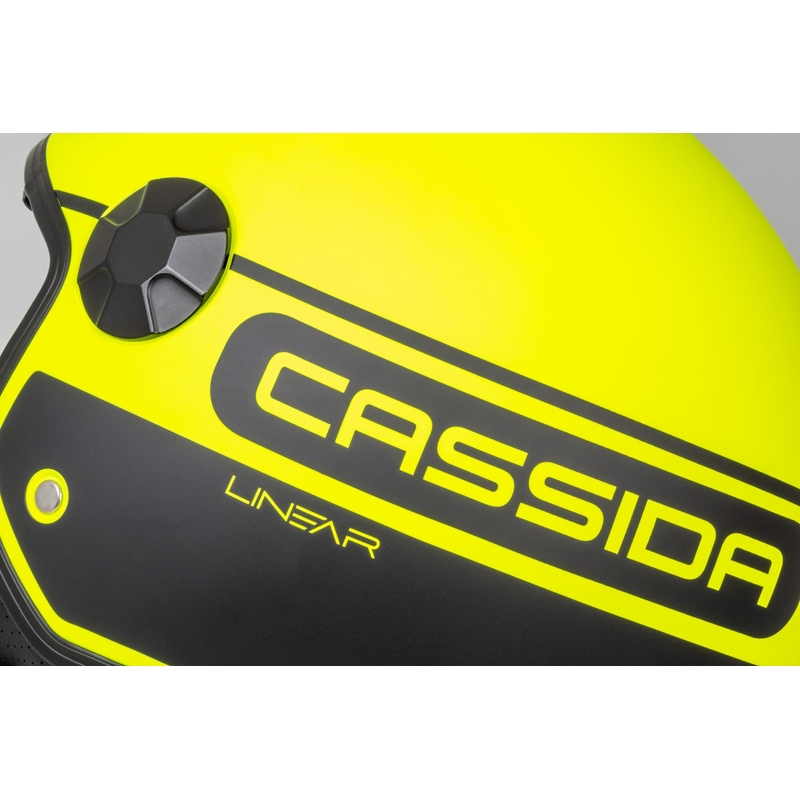 Kask motocyklowy otwarty Cassida Handy Plus Linear fluo yellow-black.