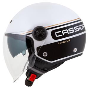 Kask motocyklowy otwarty Cassida Handy Plus Linear biały-czarny-złoty