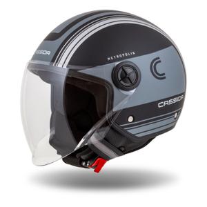 Kask motocyklowy otwarty Cassida Handy Metropolis Safety Black-Reflective Grey