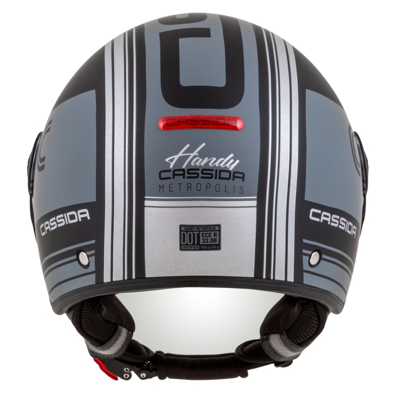 Kask motocyklowy otwarty Cassida Handy Metropolis Vision w kolorze czarno-odblaskowym szarym