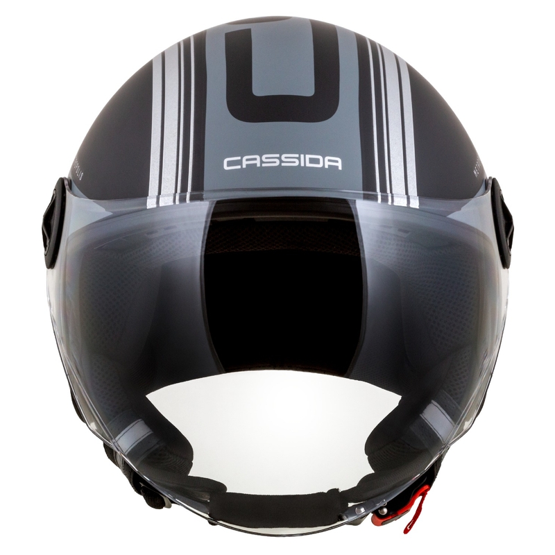 Kask motocyklowy otwarty Cassida Handy Metropolis Vision w kolorze czarno-odblaskowym szarym