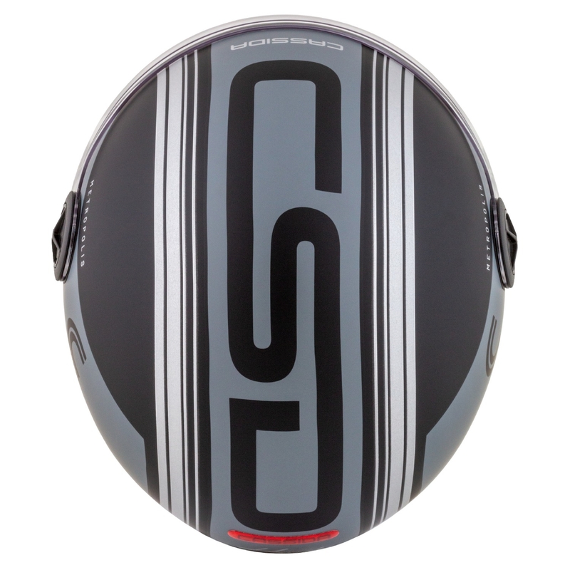 Kask motocyklowy otwarty Cassida Handy Metropolis Vision w kolorze czarno-odblaskowym szarym