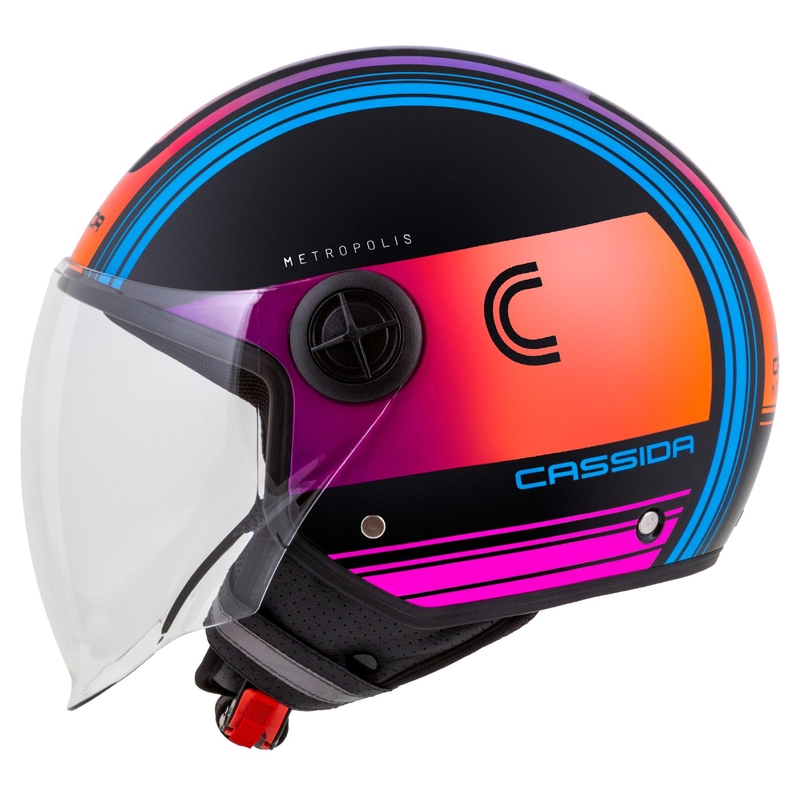 Kask motocyklowy otwarty Cassida Handy Metropolis Black-Turquoise Gradient