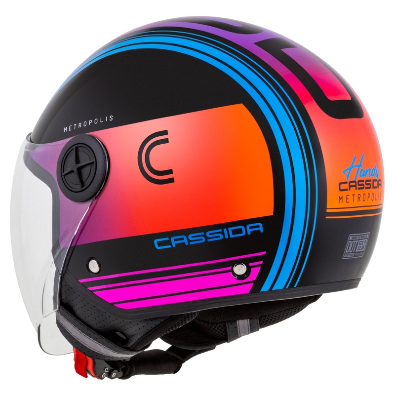 Kask motocyklowy otwarty Cassida Handy Metropolis Black-Turquoise Gradient