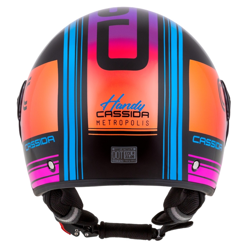 Kask motocyklowy otwarty Cassida Handy Metropolis Black-Turquoise Gradient